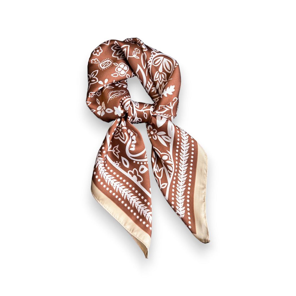 Women's Satin Scarf with Classic Paisley Print 27×27 Inches