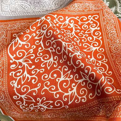 Women's Faux Velvet Scarf with Multi-Tone Bandana Patchwork Print 27×27 Inches