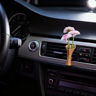 Mini Vase Car Air Vent Clip with Artificial Flowers Decorative Car Accessory