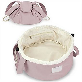 Drawstring Toiletry Bag with Water-Resistant Fabric and Dual Handle Design