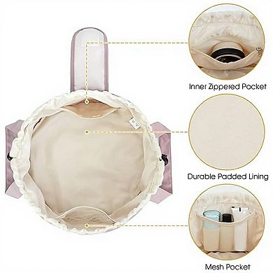 Drawstring Toiletry Bag with Water-Resistant Fabric and Dual Handle Design
