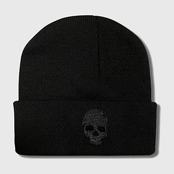 Women's Knitted Beanie with Skull Embroidery Warm Winter Hat for Gothic, Punk & Casual Styles