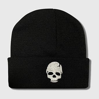 Women's Knitted Beanie with Skull Embroidery Warm Winter Hat for Gothic, Punk & Casual Styles