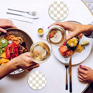 Checkered Car Cup Holder Coasters Anti-Slip Absorbent Mats Set of 2