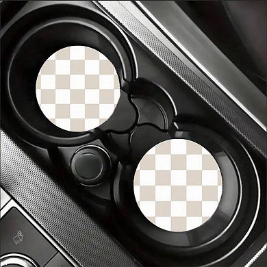 Checkered Car Cup Holder Coasters Anti-Slip Absorbent Mats Set of 2