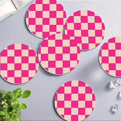 Checkered Car Cup Holder Coasters Anti-Slip Absorbent Mats Set of 2