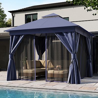 10'x10' Patio Gazebo with Double Roof Mosquito Net Privacy Screens