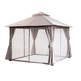 10'x10' Patio Gazebo with Double Roof Mosquito Net Privacy Screens