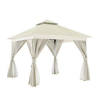 10'x10' Patio Gazebo with Double Roof Mosquito Net Privacy Screens