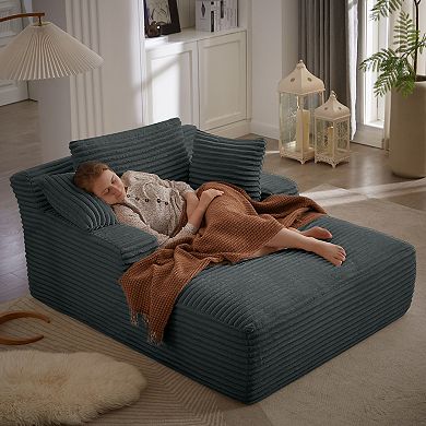 66"Corduroy Leisure Chair, Modern Boneless Compression Sofa Bed