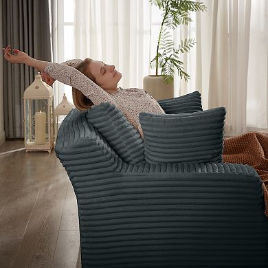 66"Corduroy Leisure Chair, Modern Boneless Compression Sofa Bed