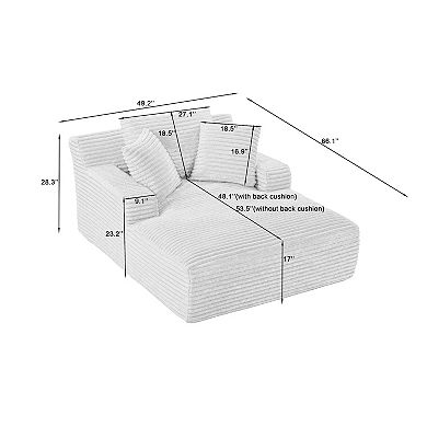 66"Corduroy Leisure Chair, Modern Boneless Compression Sofa Bed