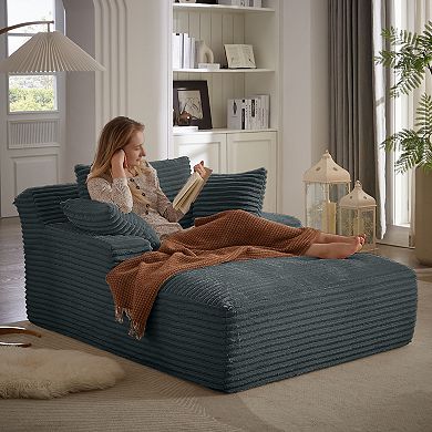 66"Corduroy Leisure Chair, Modern Boneless Compression Sofa Bed