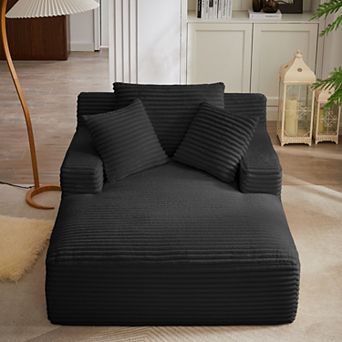 Oversized Chaise Lounge Chair, Corduroy Boneless Sofa Bed for Living Room, No Assembly Required