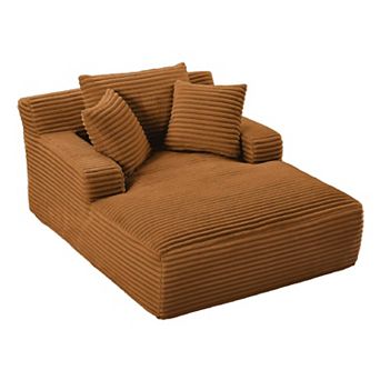Oversized Chaise Lounge Chair, Corduroy Boneless Sofa Bed for Living Room, No Assembly Required