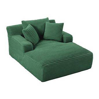 Oversized Chaise Lounge Chair, Corduroy Boneless Sofa Bed for Living Room, No Assembly Required