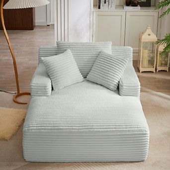 Oversized Chaise Lounge Chair, Corduroy Boneless Sofa Bed for Living Room, No Assembly Required