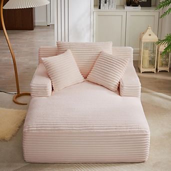 Oversized Chaise Lounge Chair, Corduroy Boneless Sofa Bed for Living Room, No Assembly Required