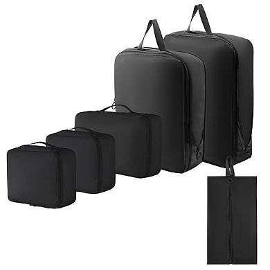 6-Piece Compression Packing Cube Set with Zipper Closure and Handle
