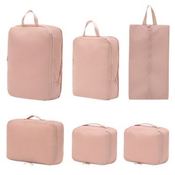 6 pc Compression Packing Cube Set with Zipper Closure and Handle