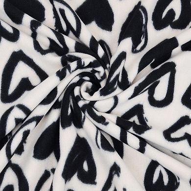 Women's Soft Heart Pattern Brushed Scarf with Fringe Tassel Ends 70.5×27.5 Inches