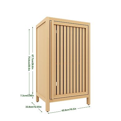 Bathroom Storage Cabinet with Door and Adjustable Shelf, Freestanding Floor Organizer