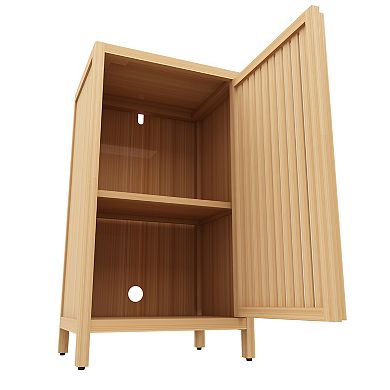 Bathroom Storage Cabinet with Door and Adjustable Shelf, Freestanding Floor Organizer