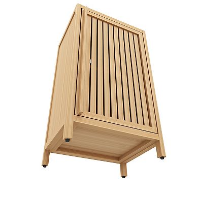 Bathroom Storage Cabinet with Door and Adjustable Shelf, Freestanding Floor Organizer