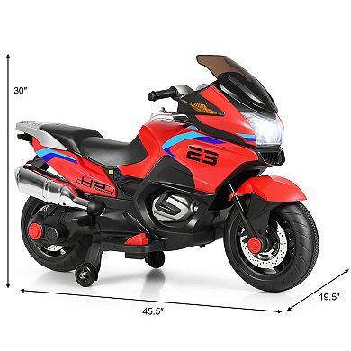 Gymax 12V Electric Kids Ride On Motorcycle w/ Training Wheels