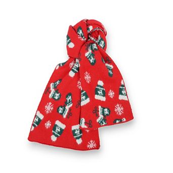 Women's Knitted Winter Scarf with Reindeer and Snowflake Holiday Pattern 66×12 Inches