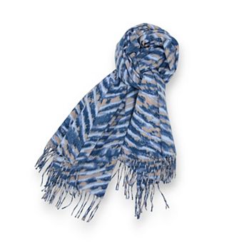 Women's Zebra Pattern Soft Brushed Scarf with Fringe Tassel Ends 70.5×27.5 Inches