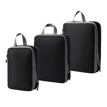 3 pc Compression Packing Cube Set with Zipper Closure and Carry Handles