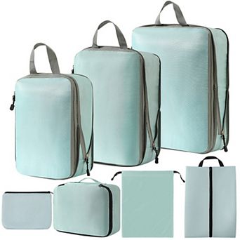 7 pc Compression Packing Cube Set with Zipper Closures and Carry Handles