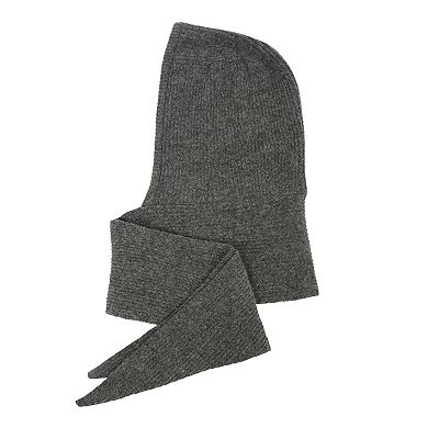Womens Wool Blend Ribbed Knit Hat with Attached Scarf Warm and Convenient