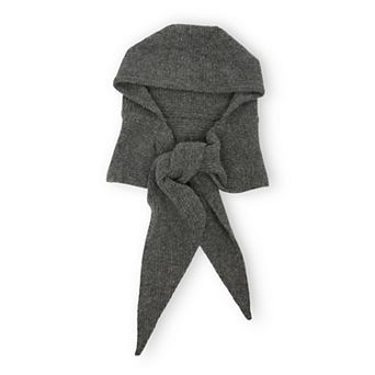 Womens Wool Blend Ribbed Knit Hat with Attached Scarf Warm and Convenient