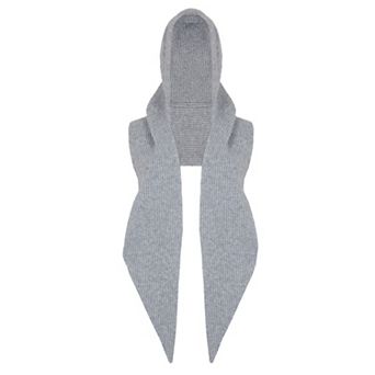 Womens Wool Blend Ribbed Knit Hat with Attached Scarf Warm and Convenient