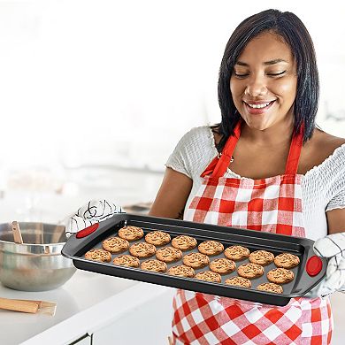 Cheer Collection Three Piece Nonstick Oven Baking Pan Set with Durable Steel and Easy Clean Design