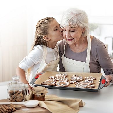 Cheer Collection Three Piece Nonstick Oven Baking Pan Set with Durable Steel and Easy Clean Design