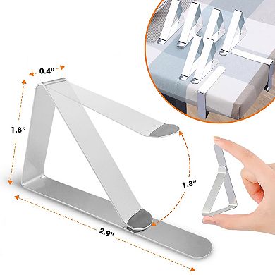 Cheer Collection Stainless Steel Tablecloth Clips Set 12 Pack Rust Proof Secure Hold Indoors Outdoor