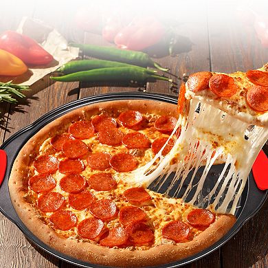 Cheer Collection 13 Inch Nonstick Pizza Tray with Perforated Base for Crisp Crusts and Easy Baking