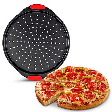 Cheer Collection 13 Inch Nonstick Pizza Tray with Perforated Base for Crisp Crusts and Easy Baking