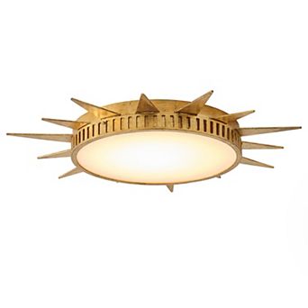 Parrot Unlce 25" Antique Hand Painted Gold Sunburst Flush Mount Fixture Ceiling Light