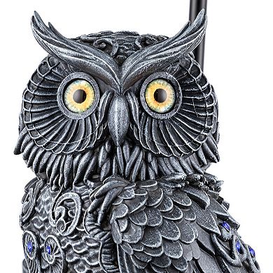 24.5" Wise Owl Table Lamp with Fabric Shade- Rustic Woodland Bedside & Nightstand Light