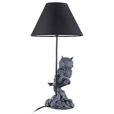 24.5" Wise Owl Table Lamp with Fabric Shade- Rustic Woodland Bedside & Nightstand Light