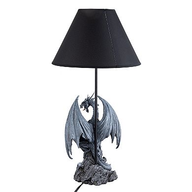 24.5" H Hand Painted Dragon Shield Table Lamp Gothic Fantasy Bedside Light