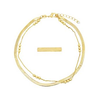 PRIMROSE Double Layer Anklet & Polished Toe Ring Set