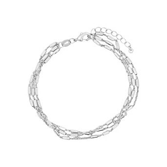 PRIMROSE Cubic Zirconia Triple Layer Bead Bar Bracelet