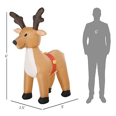 Homcom 6ft Christmas Inflatables Outdoor Decorations Reindeer