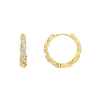PRIMROSE Cubic Zirconia Pave Twisted Hoop Earrings