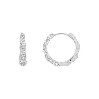 PRIMROSE Cubic Zirconia Pave Twisted Hoop Earrings